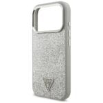 Guess Glitter Triangle Logo MagSafe Silver Kryt iPhone 17 Pro