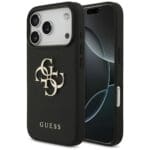 Guess Grained Big 4G & Classic Logo Black Kryt iPhone 17 Pro