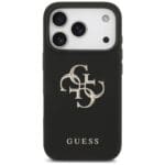 Guess Grained Big 4G & Classic Logo Black Kryt iPhone 17 Pro