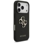 Guess Grained Big 4G & Classic Logo Black Kryt iPhone 17 Pro