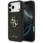 Guess Grained Big 4G & Classic Logo Black Kryt iPhone 17 Pro Max