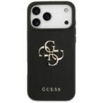 Guess Grained Big 4G & Classic Logo Black Kryt iPhone 17 Pro Max