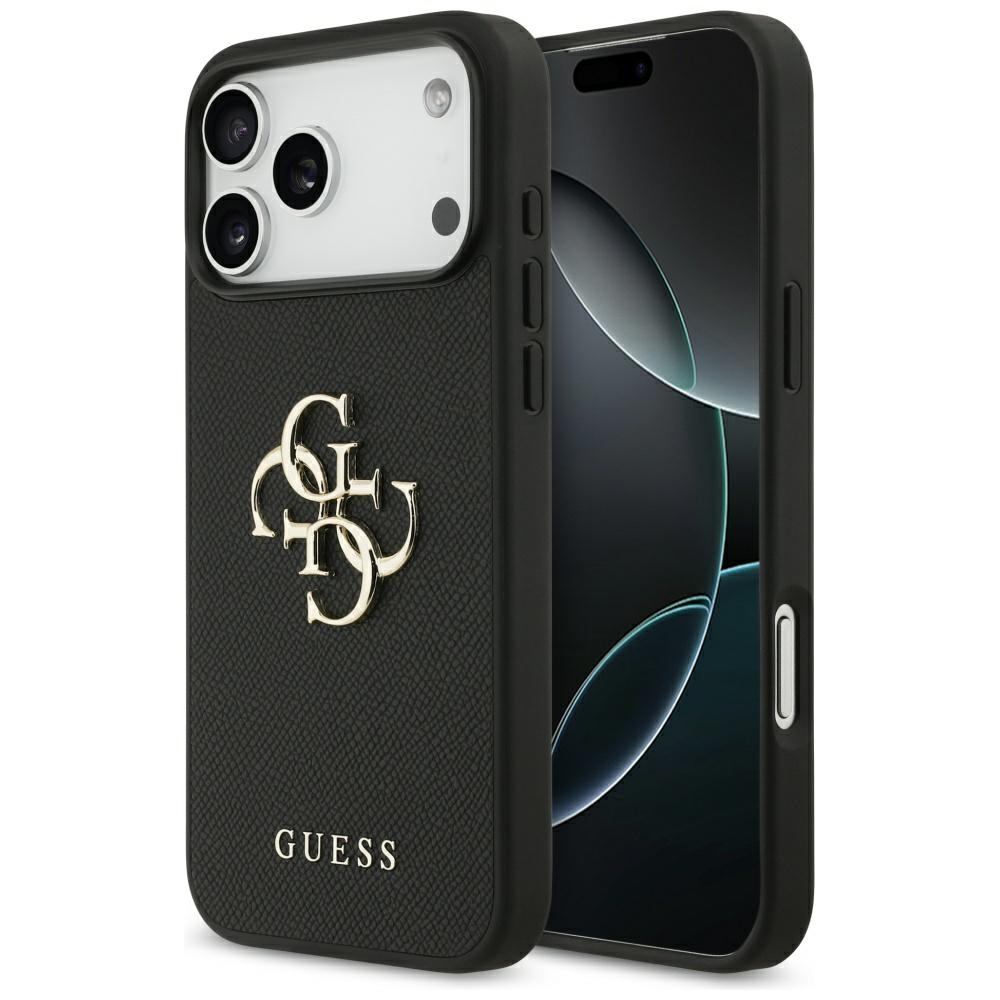 Guess Grained Big 4G & Classic Logo Black Kryt iPhone 17 Pro Max