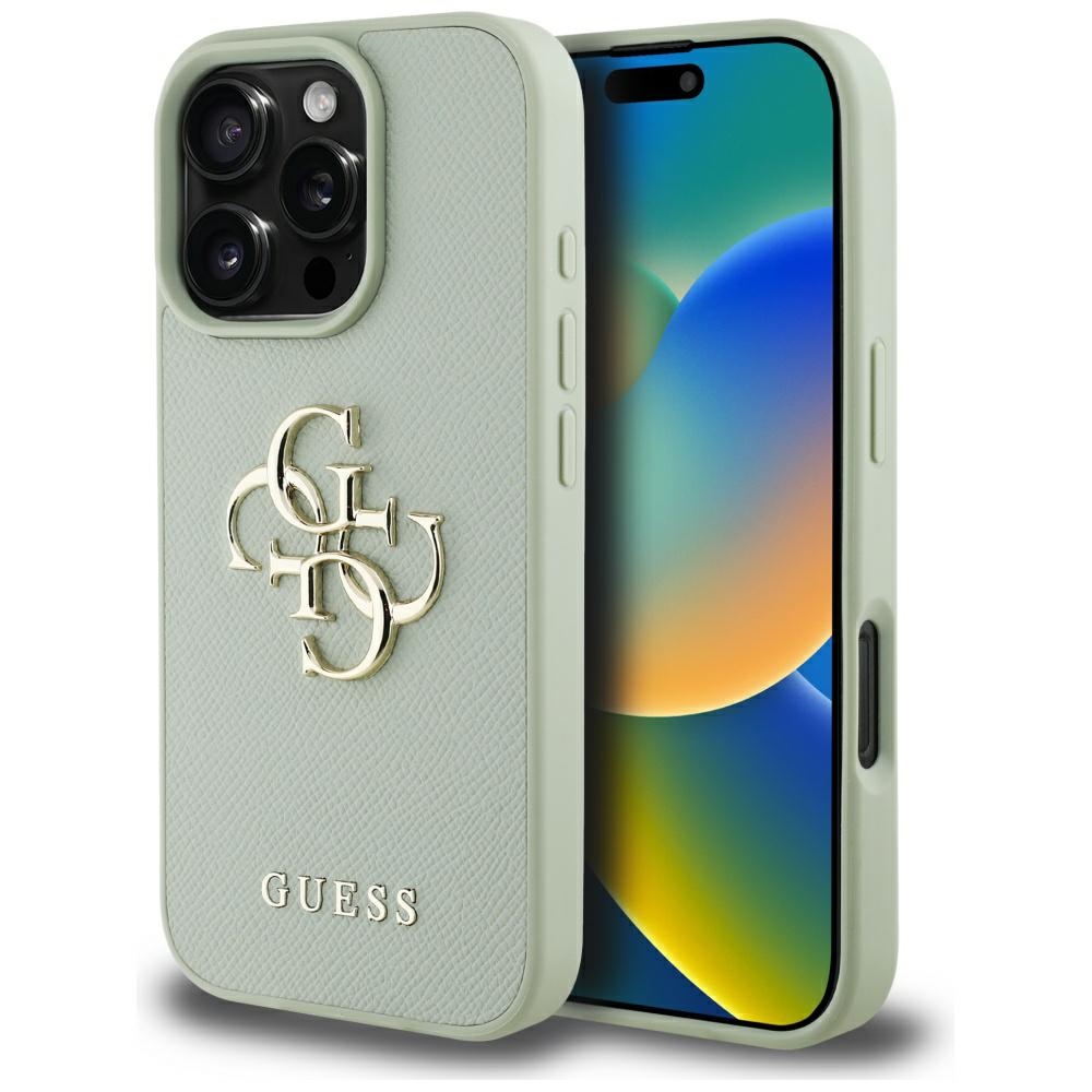 Guess Grained Big 4G Logo Small Classic Logo Green Kryt iPhone 16 Pro