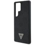 Guess Grained Hot Stamp Peony Pattern Triangle Logo MagSafe Black Kryt Samsung Galaxy S25 Ultra