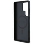 Guess Grained Hot Stamp Peony Pattern Triangle Logo MagSafe Black Kryt Samsung Galaxy S25 Ultra