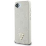 Guess Grained Hot Stamp Peony Triangle Logo MagSafe Beige Kryt iPhone 16e