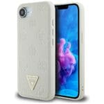 Guess Grained Hot Stamp Peony Triangle Logo MagSafe Beige Kryt iPhone 16e