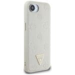 Guess Grained Hot Stamp Peony Triangle Logo MagSafe Beige Kryt iPhone 16e