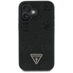 Guess Grained Hot Stamp Peony Triangle Logo MagSafe Black Kryt iPhone 16