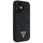 Guess Grained Hot Stamp Peony Triangle Logo MagSafe Black Kryt iPhone 16
