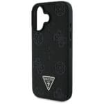 Guess Grained Hot Stamp Peony Triangle Logo MagSafe Black Kryt iPhone 16