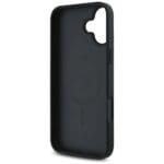 Guess Grained Hot Stamp Peony Triangle Logo MagSafe Black Kryt iPhone 16