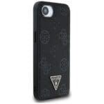 Guess Grained Hot Stamp Peony Triangle Logo MagSafe Black Kryt iPhone 16e