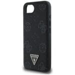 Guess Grained Hot Stamp Peony Triangle Logo MagSafe Black Kryt iPhone 16e