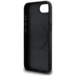 Guess Grained Hot Stamp Peony Triangle Logo MagSafe Black Kryt iPhone 16e