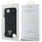 Guess Grained Hot Stamp Peony Triangle Logo MagSafe Black Kryt iPhone 16e