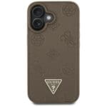 Guess Grained Hot Stamp Peony Triangle Logo MagSafe Brown Kryt iPhone 16
