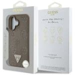 Guess Grained Hot Stamp Peony Triangle Logo MagSafe Brown Kryt iPhone 16