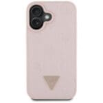 Guess Grained Hot Stamp Peony Triangle Logo MagSafe Pink Kryt iPhone 16