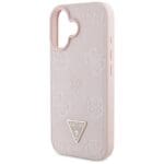 Guess Grained Hot Stamp Peony Triangle Logo MagSafe Pink Kryt iPhone 16