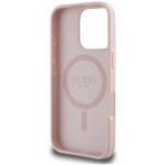 Guess Grained Hot Stamp Peony Triangle Logo MagSafe Pink Kryt iPhone 16 Pro