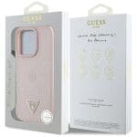 Guess Grained Hot Stamp Peony Triangle Logo MagSafe Pink Kryt iPhone 16 Pro