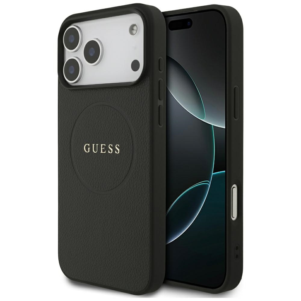 Guess Grained Ring MagSafe Black Kryt iPhone 17 Pro Max