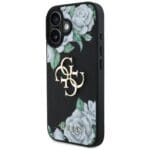 Guess Grained Roses Big 4G logo Black Kryt iPhone 16