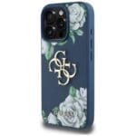 Guess Grained Roses Big 4G logo Blue Kryt iPhone 16 Pro Max