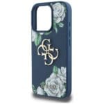 Guess Grained Roses Big 4G logo Blue Kryt iPhone 16 Pro Max