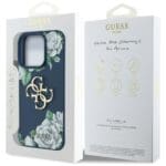 Guess Grained Roses Big 4G logo Blue Kryt iPhone 16 Pro Max