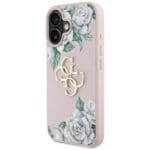 Guess Grained Roses Big 4G logo Pink Kryt iPhone 16