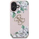 Guess Grained Roses Big 4G logo Pink Kryt iPhone 16