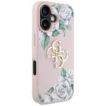 Guess Grained Roses Big 4G logo Pink Kryt iPhone 16