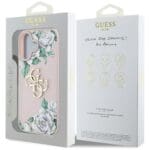 Guess Grained Roses Big 4G logo Pink Kryt iPhone 16