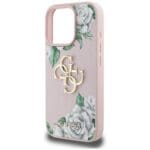 Guess Grained Roses Big 4G logo Pink Kryt iPhone 16 Pro Max