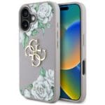 Guess Grained Roses Big 4G logo Purple Kryt iPhone 16