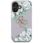 Guess Grained Roses Big 4G logo Purple Kryt iPhone 16