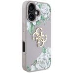 Guess Grained Roses Big 4G logo Purple Kryt iPhone 16