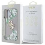 Guess Grained Roses Big 4G logo Purple Kryt iPhone 16