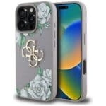 Guess Grained Roses Big 4G logo Purple Kryt iPhone 16 Pro