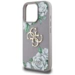 Guess Grained Roses Big 4G logo Purple Kryt iPhone 16 Pro