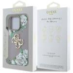 Guess Grained Roses Big 4G logo Purple Kryt iPhone 16 Pro