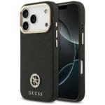 Guess Grained Strass Logo MagSafe Black Kryt iPhone 17 Pro