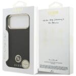 Guess Grained Strass Logo MagSafe Black Kryt iPhone 17 Pro Max