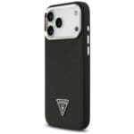 Guess Grained Triangle Logo MagSafe Black Kryt iPhone 17 Pro Max