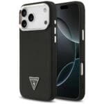 Guess Grained Triangle Logo MagSafe Black Kryt iPhone 17 Pro Max