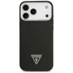 Guess Grained Triangle Logo MagSafe Black Kryt iPhone 17 Pro Max