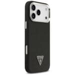 Guess Grained Triangle Logo MagSafe Black Kryt iPhone 17 Pro Max